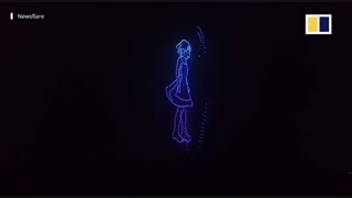 رقص ۱۰۰۰ پهپاد در آسمان شنزن  چین برای جشن پایان قرنطینه شهر ووهان