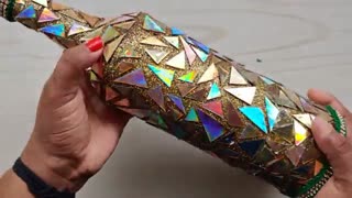 ✅ آموزش ساخت بطری زیبا و خلاقانه با تکه‌های CD یا DVD بازیافتی