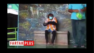 سوء استفاده از یک شامپانزه برای ضدعفونی کردن معابر!