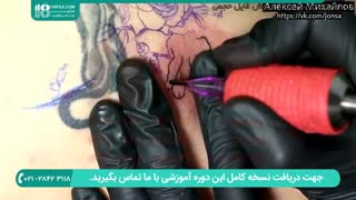 آموزش تاتو و سایه زنی در تاتو رنگی گردن