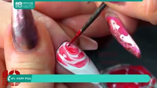 طراحی ناخن - رز انگلیسی با ژل لهستانی