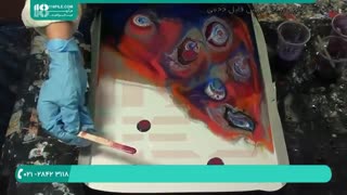 نقاشی آبستره با رزین - گلهای بنفش