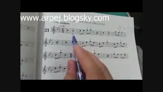 مرغ سبز زیبا- کتاب شیوه سنتور نوازی- مرحله اول شماره گذاری نت ها