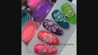 دیزاین ناخن با گلهای برجسته _ آکادمی ناخن شیما شریف