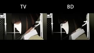 مقایسه مبارزه آراراگی Araragi در برابر Kagenui از انیمه Nisemonogatari در نسخه‌های بلوری Blu-ray و تلویزیون TV