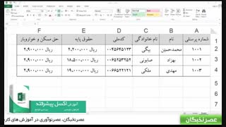 آموزش رایگان اکسل پیشرفته در آموزشگاه عصرنخبگان - تبدیل سطر به ستون و برعکس در اکسل
