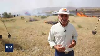 مانور آتش‌سوزی کنترل‌شده در علفزارهای قم