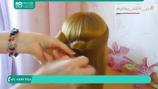 شینیون مو  با بافت طرح پاپیون مناسب دختران