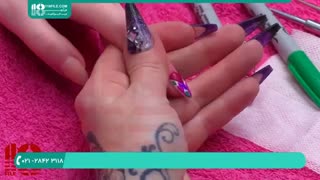 کاشت و طراحی ناخن با ژل و ماژیک شارپی