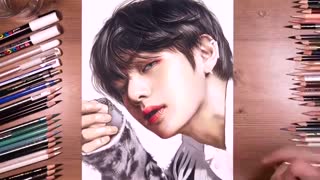 نقاشی تکنیک مداد رنگ (تهیونگ)☆BTS☆