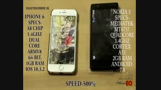 مقایسه سرعت Nokia3 Vs iPhone6Speed