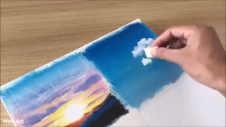 آموزش آسان و گام به گام نقاشی روی بوم | چهار منطره روی یک بوم