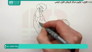 آموزش کشیدن نقاشی خروس به پیش دبستانی ها