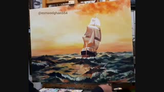 آموزش رنگ و روغن دریا و منظره