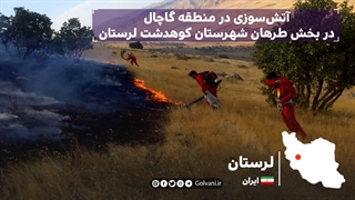آتش‌سوزی در منطقه گاچال در بخش طرهان شهرستان کوهدشت لرستان