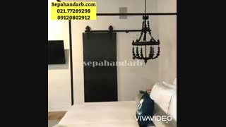 درب کشویی سرویس بهداشتی و اتاق خواب ریلی چوبی | سپاهان درب