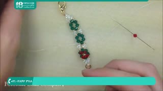 درست کردن دستبند کریستالی در طرح گل قرمز