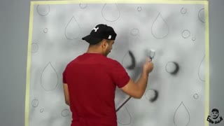 آموزش ایجاد طرح سه بعدی قطره روی دیوار