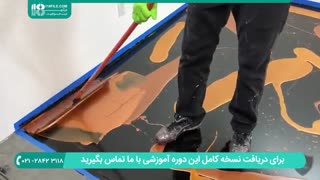 نصب دیوارپوش اپوکسی- کفپوش اپوکسی برنجی و نارنجی طلایی