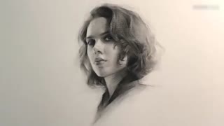 طراحی چهره با زغال و  مداد-آکادمیک-بسیار زیبا و تکنیکی