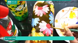 آموزش نقاشی روی بطری شیشه ای با گواش