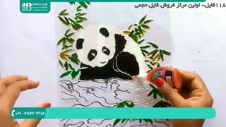 طراحی پاندا قطبی روی طلق و رنگ آمیزی با رنگ اکریلیک