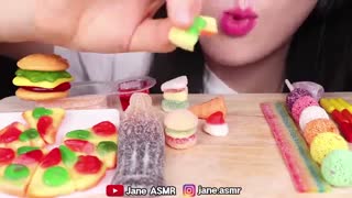 ASMR GUMMY JELLY PARTY *RAINBOW JELLY BELT, GIANT COLA GUMMY, HAMBURGER GUMMY  EATING SOUNDS
