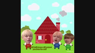 قصه گویی سه تا خوک کوچولو (شنگول و منگول) همراه با شوگا و وی _ تهگی _ BTS_ v_ suga