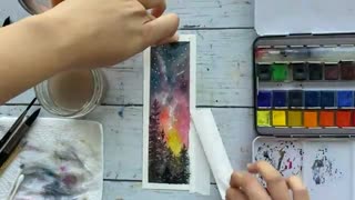 کشیدن دو منظره با ابرنگ تکنیک خیس در خیس