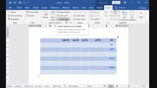 درج سطر و ستون در جدول ورد (نصب و راه اندازی پایه دهم شبکه و نرم افزار)