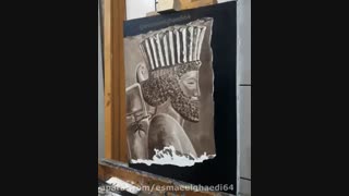 نقاشی دو رنگ در رنگ روغن با قهوه ای و سفید