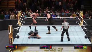 گیم پلی بازی 2k20 کشتی کج : drew mcintyre VS roman reigns VS braun strowman