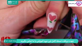 آموزش طراحی ناخن به شکل گل رز و قلب