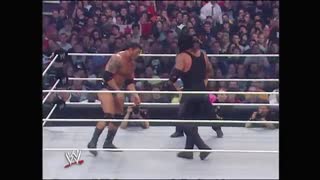 مسابقه ی کشتی کج آندرتیکر و باتیستا در رسلمنیا23 سرکمربند World Heavyweight Champion