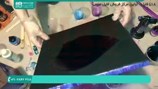 آموزش تکنیک نقاشی با آبستره رزینی طرح سلولی