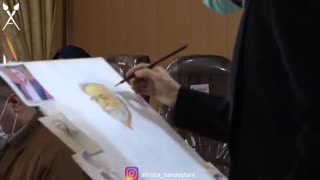 اجرای زنده نقاشی پرتره آبرنگی شهید دکتر فخری زاده توسط علیرضا بردستانی آکنه