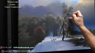 تابلوی منظره زمستان( داستان زمستان ها)    "Winter's tale" Acrylic.